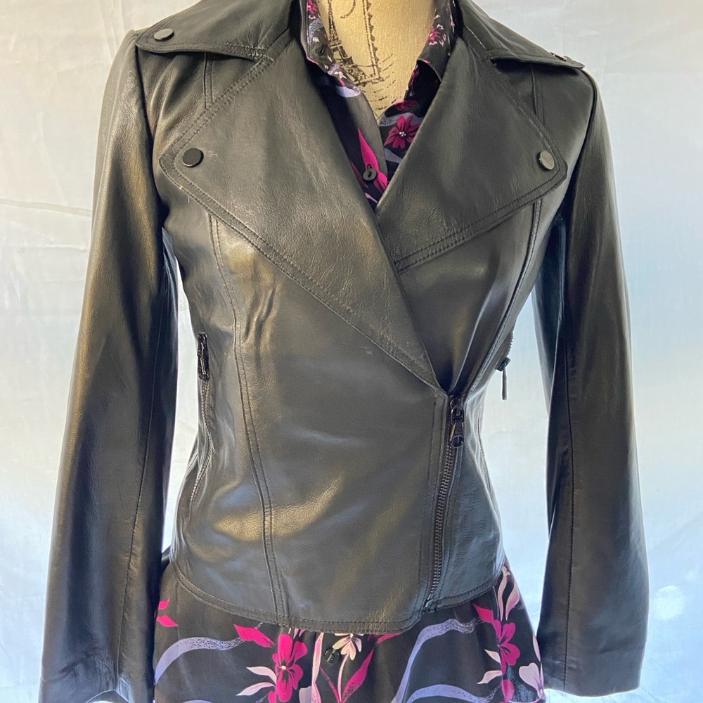 Uterque Black Leather Jacket